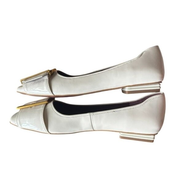 Franco Sarto Cream Patent Leather Buckle Flats Square Toe & Low Heel Size 7.5 M - Picture 3 of 9